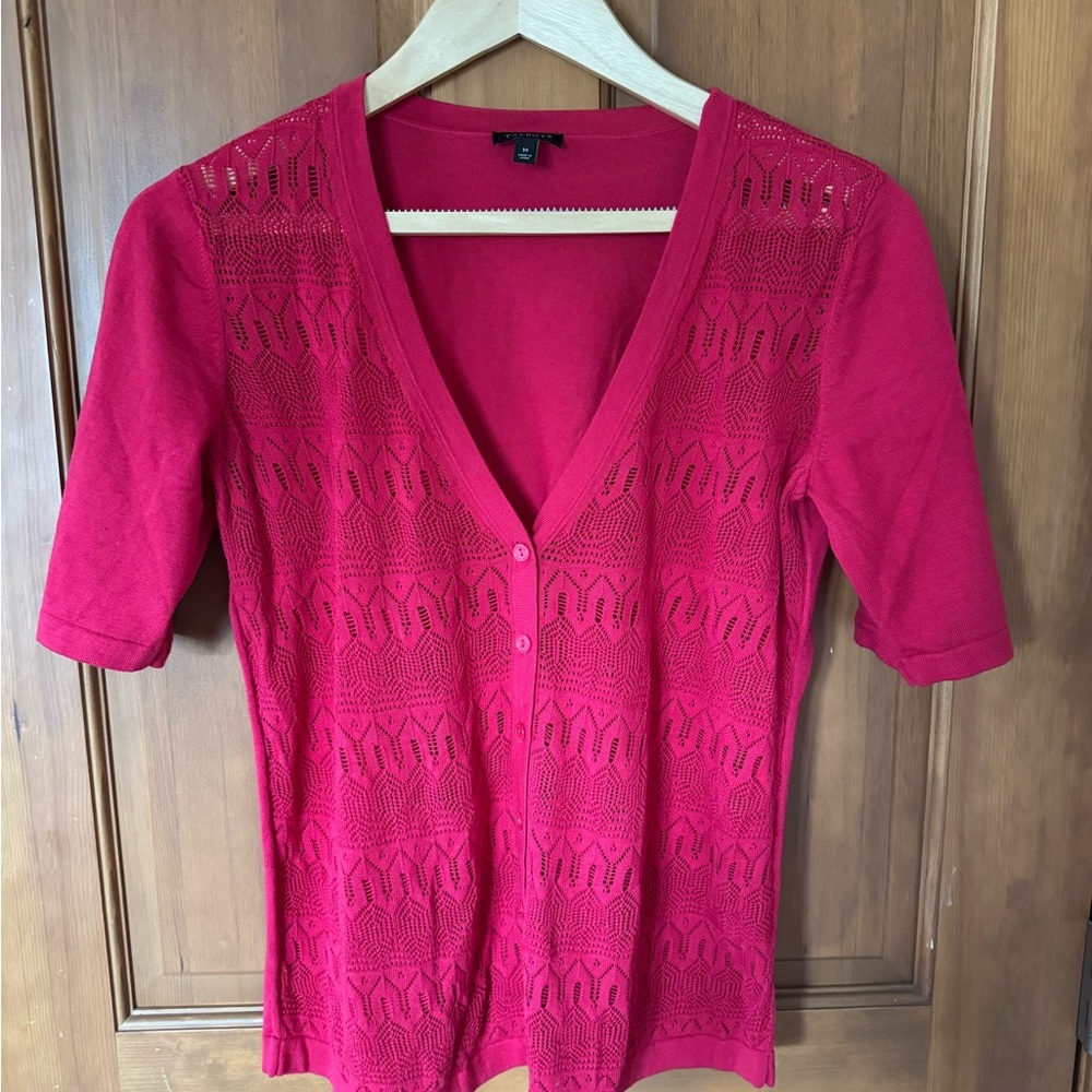 Elegant Pink V-Neck Sweater Women's Top
